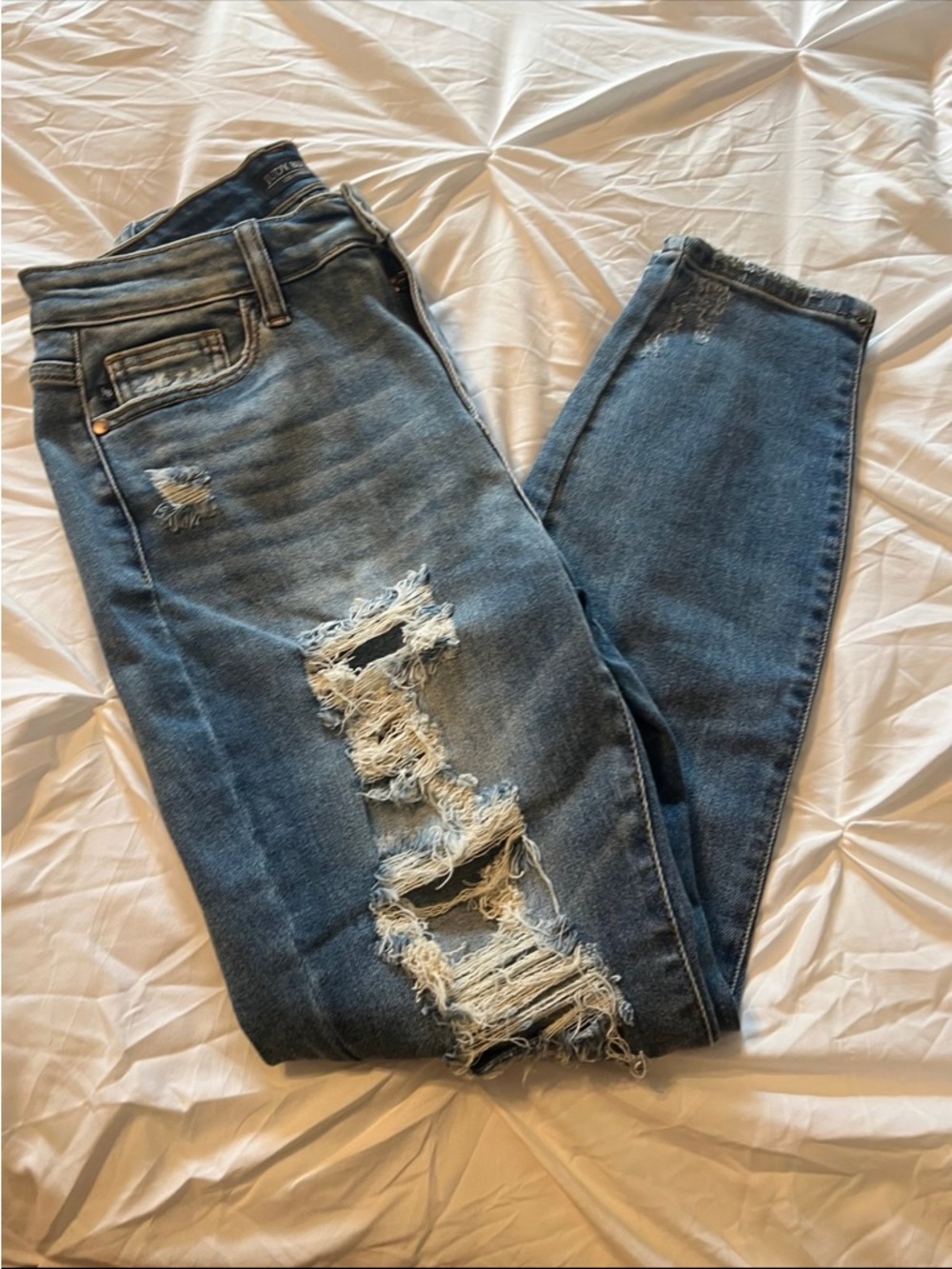 Judy Blue Distressed Dark Blue Boyfriend Jeans